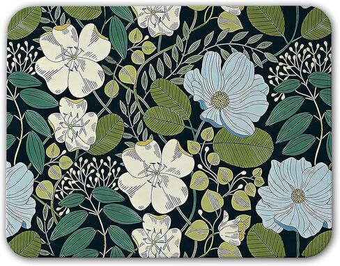 Mouse Pad with Stitched Edges - Blue Floral Mousepad for Women, 10x8 inch Washable Square Desk Pad, Non-Slip Rubber Base, Office Home Laptop Accessories - Light Blue Flower in Kuwait