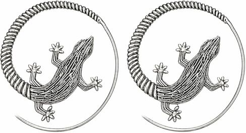 Gold Punk Body Gecko Lizard Hoop Earrings | Unique Statement Jewelry for Women, Gothic Emo Grunge Jewelry, Halloween Axolotl Animal Earrings, Gift for Christmas, New Year, Valentine’s Day in Saudi Arabia
