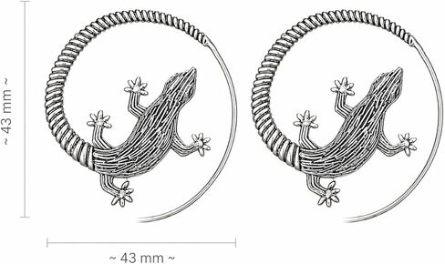 Gold Punk Body Gecko Lizard Hoop Earrings | Unique Statement Jewelry for Women, Gothic Emo Grunge Jewelry, Halloween Axolotl Animal Earrings, Gift for Christmas, New Year, Valentine’s Day in Saudi Arabia