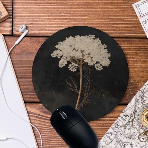Vintage Flower Round Mouse Pad Office Gifts for Men Women,Floral Mouse Pads for Office Home Dorm Desk Mat Accessories Decor,Non-Slip Rubber Base Computer Mousepad 8.6x8.6 inch in Saudi Arabia