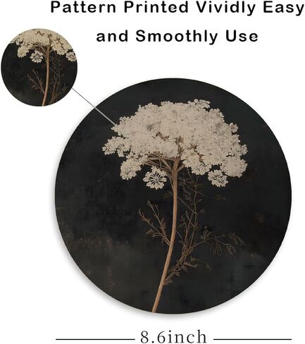 Vintage Flower Round Mouse Pad Office Gifts for Men Women,Floral Mouse Pads for Office Home Dorm Desk Mat Accessories Decor,Non-Slip Rubber Base Computer Mousepad 8.6x8.6 inch in Saudi Arabia
