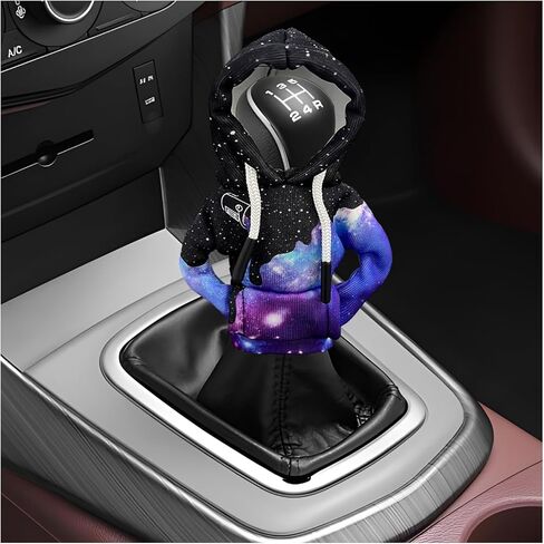 Car Shift Knob Hoodie Cover, Funny Gear Shift Knob Cover Fashionable Mini Sweater, Creative Winter Warm Gear Shifter Decor for Most Vehicles, Interior Car Accessories (Starry Sky) in Kuwait