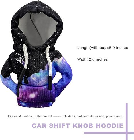 Car Shift Knob Hoodie Cover, Funny Gear Shift Knob Cover Fashionable Mini Sweater, Creative Winter Warm Gear Shifter Decor for Most Vehicles, Interior Car Accessories (Starry Sky) in Kuwait