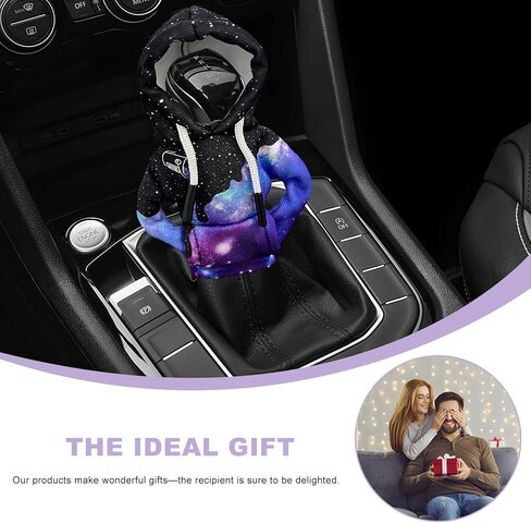 Car Shift Knob Hoodie Cover, Funny Gear Shift Knob Cover Fashionable Mini Sweater, Creative Winter Warm Gear Shifter Decor for Most Vehicles, Interior Car Accessories (Starry Sky) in Kuwait