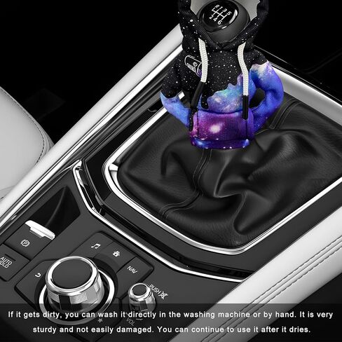 Car Shift Knob Hoodie Cover, Funny Gear Shift Knob Cover Fashionable Mini Sweater, Creative Winter Warm Gear Shifter Decor for Most Vehicles, Interior Car Accessories (Starry Sky) in Kuwait
