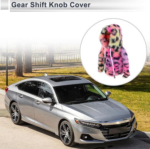 Gear Shift Knob Cover Decoration Stick Shifting Handle Protector Plush Pink Fabric 1 Pc in Kuwait