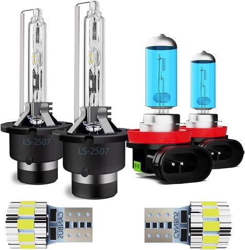 Light Bulbs Fit For Infiniti QX70 2014-2017, D2S Xenon HID High Low Beam H11 Halogen Fog Lights High Performance Headlight Bulb Combo, 6000K White Light, 4 Bulbs in Kuwait