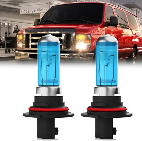 المصابيح الأمامية متوافقة مع Ford E-350 2008-2014، 9008 المصابيح الأمامية ذات الشعاع العالي والمنخفض الهالوجين، فائقة السطوع 6000K أبيض، التوصيل والتشغيل، حزمة من 2 in Kuwait