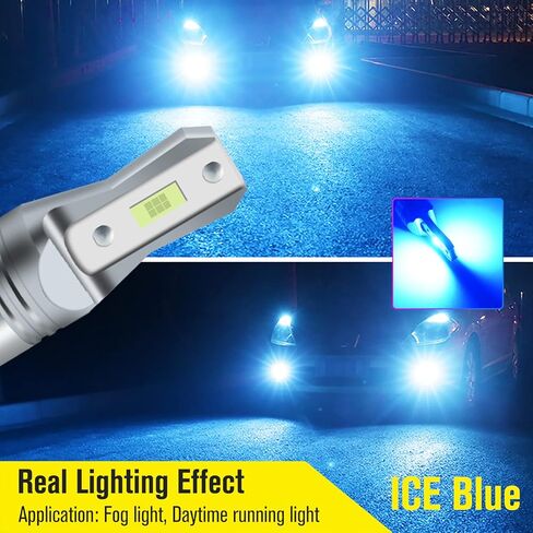 AC/DC 9-36V H3 LED مصباح الضباب الأزرق الجليدي، 3800LM فائق السطوع 2x45mil 5730 رقائق H3LL LED لمبات السيارات والشاحنات، غير قطبية.2-حزم. in Kuwait