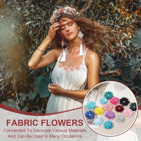 PATIKIL Fabric Flowers, 30 Pcs 2" Rhinestone Pearls Sewing Fabric Flowers for DIY Crafts Appliques Wedding Birthday Party Decoration, Dark Green in Kuwait