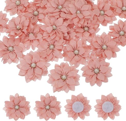 PATIKIL Fabric Flowers, 30 Pcs 2" Rhinestone Pearls Sewing Fabric Flowers for DIY Crafts Appliques Wedding Birthday Party Decoration, Dark Green in Kuwait