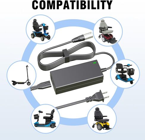 24V 2A Male 3-Pin XLR Charger Compatible with Jazzy Power Chair, Pride Mobility, Shoprider, Drive Medical, Bladez, Go Go Elite Traveller in Saudi Arabia