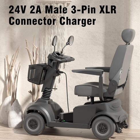 24V 2A Male 3-Pin XLR Charger Compatible with Jazzy Power Chair, Pride Mobility, Shoprider, Drive Medical, Bladez, Go Go Elite Traveller in Saudi Arabia