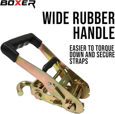 Boxer 4 Pack Heavy Duty Rubber Handle 2" Ratchet Buckle with Swivel J Hook, Double Locking, Breaking Strength 6,600lbs Towing, Cargo Control Tie Down in Saudi Arabia