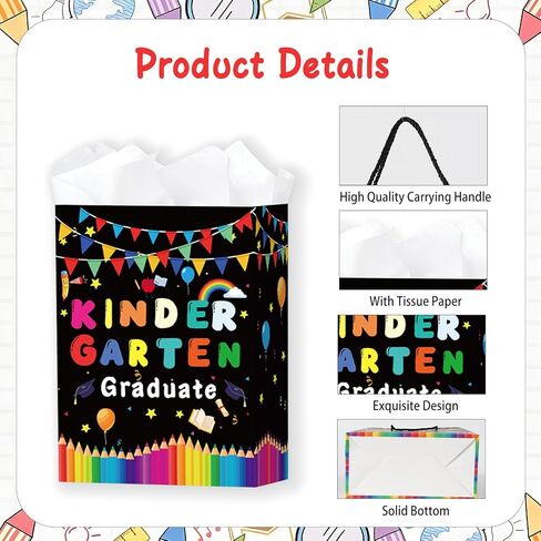 Vilnadu Kindergarten Graduation Gift Bag, 13'' Large Kindergarten Gift Bag with Tissue Paper and Handle, 2026 Congratulations Preschool Pre K Wrapping Paper Bags for Graduation Party Favor Supplies in Saudi Arabia