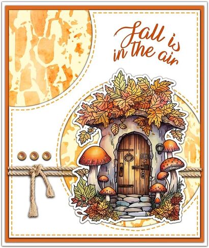 Autumn Pumpkins Mushrooms Home in Forest Clear Stamps and Metal Cutting Dies Set with Package Envelope Box for Card Making DIY Crafts Scrapbooking Supplies Silicone Stamps Knife Mold for Drcor in Saudi Arabia