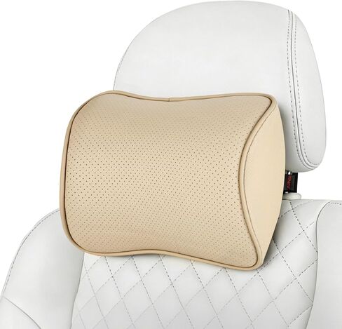 Aukee Car Headrest Pillow Memory Foam Car Neck Pillow with Adjustable Strap Soft Leather Headrest for Driving Home Office Black (1PC) in Saudi Arabia