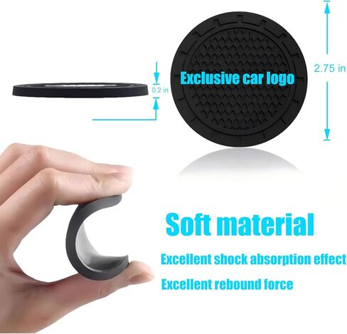 Car Cup Holder Coasters Compatible with Acura Series Interior Accessories,Recessed Silicone Anti Slip Cup Holder Coaster Interior Accessories 2.75in 2Pack (Black) in Saudi Arabia