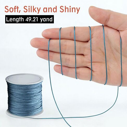 0.8mm Nylon String, Strong Bracelet String, Durable Nylon Cord for Charms, Pendants, Bracelets, Jewelry Making Supplies and Beading Supplies-Blue in Kuwait