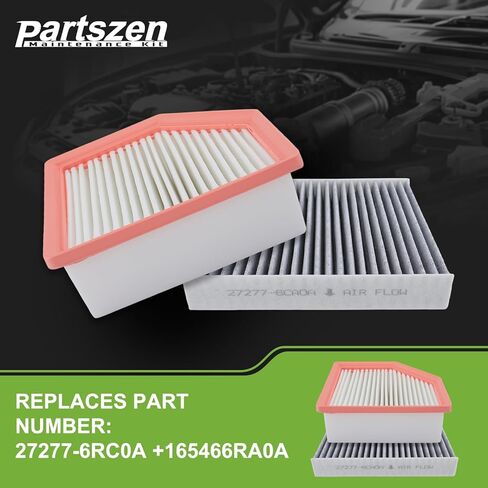 16546-6RA0A Activated Carbon Engine and Cabin Air Filter Fit for Nissan Rogue 2021-2025 Replace 27277-6RC0A 165466RA0A in Kuwait