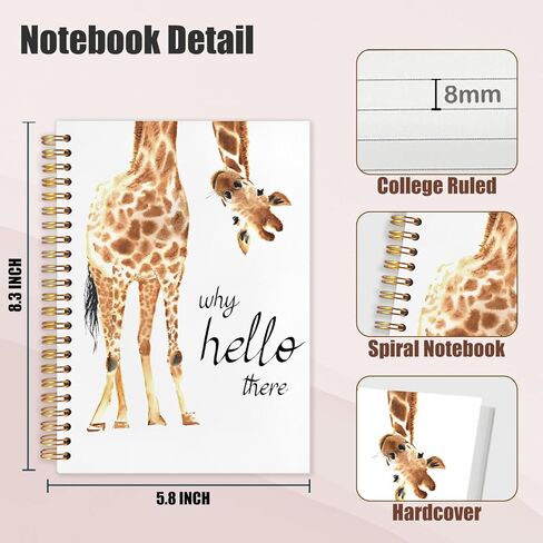 Giraffe Spiral Notebook Journal, Giraffe Gifts Notebooks for Note Taking, Cute Gifts for Women Teen Girls, Funny Animal Bookish Hardcover Notebook, 5.5x8.3 Inch in Kuwait