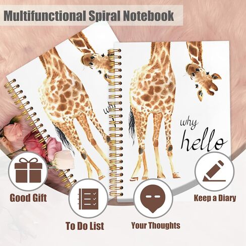 Giraffe Spiral Notebook Journal, Giraffe Gifts Notebooks for Note Taking, Cute Gifts for Women Teen Girls, Funny Animal Bookish Hardcover Notebook, 5.5x8.3 Inch in Kuwait