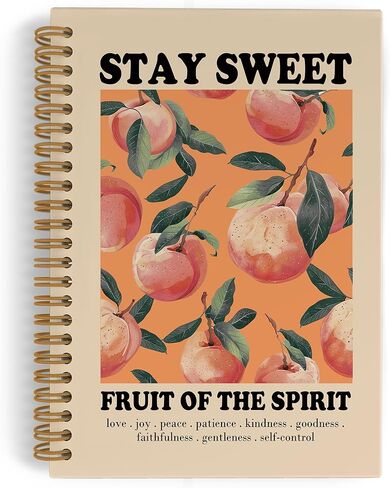Fruit of the Spirit Peach Spiral Notebook, Peach Christian Journal Notebook, Bible Verse Scripture Notebooks for School Work, Christian Office Supplies Gifts for Women Men, 5.5x8.3 Inch in Kuwait