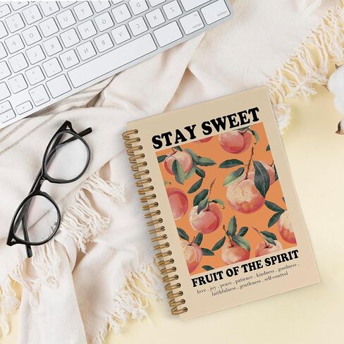 Fruit of the Spirit Peach Spiral Notebook, Peach Christian Journal Notebook, Bible Verse Scripture Notebooks for School Work, Christian Office Supplies Gifts for Women Men, 5.5x8.3 Inch in Kuwait