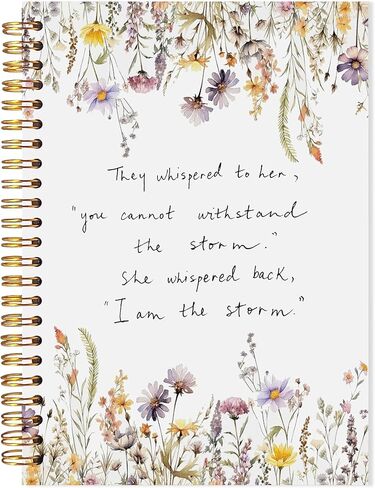 Floral Inspirational Notebook, I Am the Storm Journal for Women, Wildflower Botanical Positive Quote Spiral Notebook, Motivational Journal for Women, 5.5x8.3 in Saudi Arabia