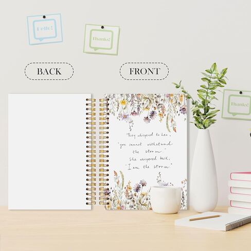 Floral Inspirational Notebook, I Am the Storm Journal for Women, Wildflower Botanical Positive Quote Spiral Notebook, Motivational Journal for Women, 5.5x8.3 in Saudi Arabia