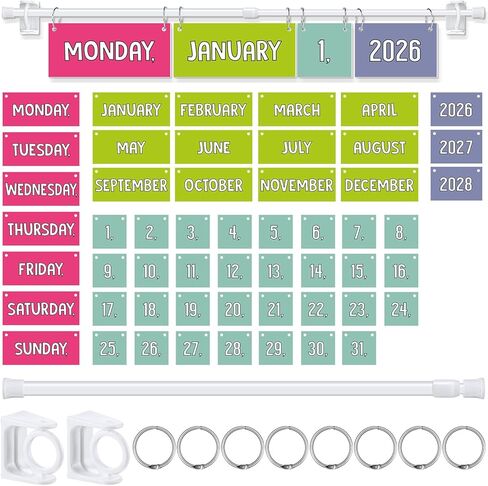 Calendar Bulletin Board Set Classroom Flip Calendar with Holder for Teacher Classroom Set and 53 Date Cards for School Decor Supplies(Classic) in Saudi Arabia