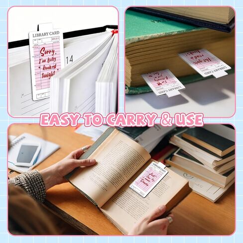 10 Pieces Pink Library Card Magnetic Bookmarks Magnetic Book Marks for Reading Magnet Bookmark Clips for Women Book Lovers Girls Students Reading Accessories Bookish Gift Birthday Gifts in Kuwait