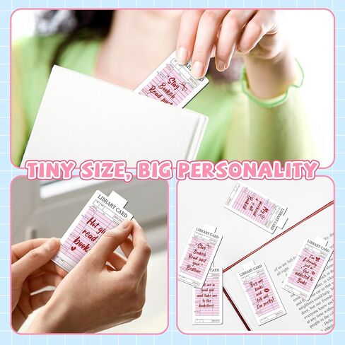 10 Pieces Pink Library Card Magnetic Bookmarks Magnetic Book Marks for Reading Magnet Bookmark Clips for Women Book Lovers Girls Students Reading Accessories Bookish Gift Birthday Gifts in Kuwait