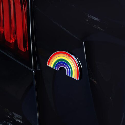 ملصق سيارة معدني بألوان قوس قزح LGBT، شعار فخر المثليين، ملصق دعم LGBTQ Pride Lesbian Bisexual Transgender للسيارات والدراجات النارية والشاحنات والكمبيوتر المحمول والجدار والنافذة in Kuwait