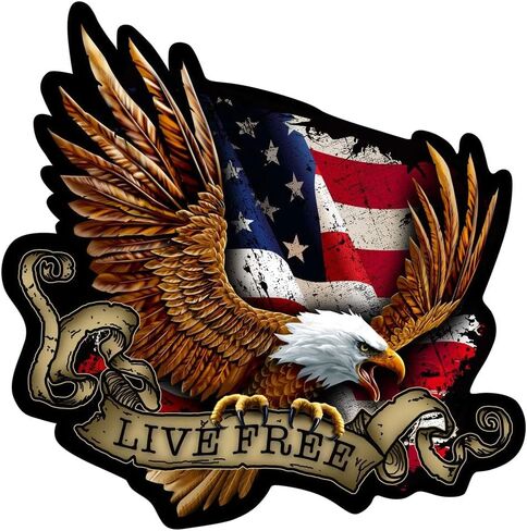 American Bald Eagle Flag Decal Sticker - 12 Inch - Vinyl Car Truck Bumper Patriotic Waterproof Decal Eagle for Car Trailer Truck SUV Van Outdoor Window Wall Laptop Tablet Cup Glass Any Smooth Surface in Kuwait