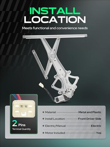 YHTAUTO Front Power Window Regulator Passenger Side with 2-Pin Motor Assembly for Toyota Corolla 2003-2008, Sedan Only in Saudi Arabia