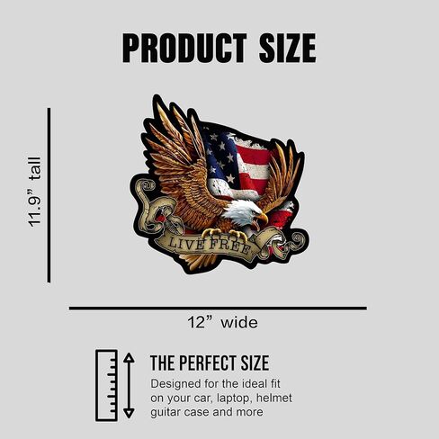 American Bald Eagle Flag Decal Sticker - 12 Inch - Vinyl Car Truck Bumper Patriotic Waterproof Decal Eagle for Car Trailer Truck SUV Van Outdoor Window Wall Laptop Tablet Cup Glass Any Smooth Surface in Kuwait