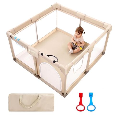Baby Playpen with Mat, 50 * 50 in Play Pens for Babies and Toddlers, Baby Play Yards for Indoor & Outdoor with Soft Breathable Mesh (Beige with Mat) in Saudi Arabia