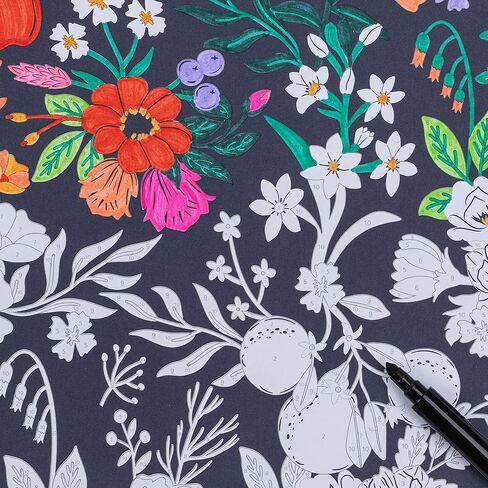 Vivid by Brea Reese: Marker Color-By-Number Kit - Whimsical Botanicals - 5 Dual-Sided Markers, 12 Coloring Pages, Nature-Animal Theme, Spiral Art Pad in Saudi Arabia