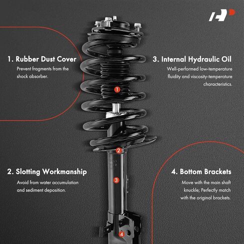 دعامات أمامية كاملة ممتازة متوافقة مع Jeep Compass 2012-2017، Patriot [FWD] 2011-2017 - 2x بديل ممتص الصدمات مع مجموعة زنبركية ملفوفة in Kuwait