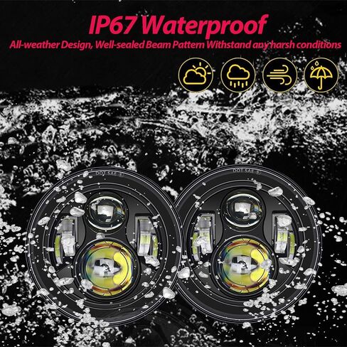 H6024 7 Inch Led Headlight Round For Jeep Wrangler JK JKU TJ LJ CJ Ford Chevy Mazda Miata Nissan Mack GMC Dodge VW Cabriolet Land Rover Defender AM General Hummer H1 H2 Mitsubishi Montero in Saudi Arabia