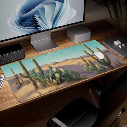Leather Scenery Desk Pad, Colorful Art Mouse Pad Large Computer Keyboard Gaming Mousepad Waterproof Desktop Protector & Cover, Decorative PU Leather Laptop Mouse Mat Home Decor 10 x 25.6 inch C189 in Kuwait