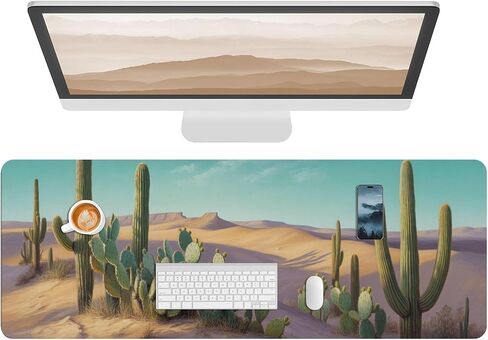 Leather Scenery Desk Pad, Colorful Art Mouse Pad Large Computer Keyboard Gaming Mousepad Waterproof Desktop Protector & Cover, Decorative PU Leather Laptop Mouse Mat Home Decor 10 x 25.6 inch C189 in Kuwait
