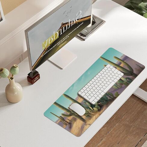 Leather Scenery Desk Pad, Colorful Art Mouse Pad Large Computer Keyboard Gaming Mousepad Waterproof Desktop Protector & Cover, Decorative PU Leather Laptop Mouse Mat Home Decor 10 x 25.6 inch C189 in Kuwait