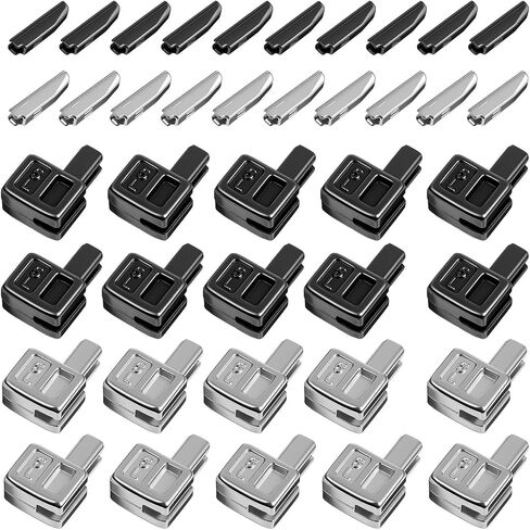 #5 20Sets Zipper Stops Repair Kit, Bottom Replacement Zipper Repair Kit for Bags Coats Jackets Zippers Rescue Repairs, GunBlack and Silver in Kuwait