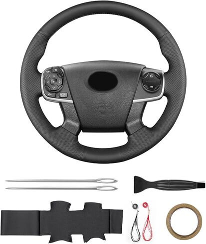 Hand Sewn Steering Wheel Cover,Replacement for Toyota Camry 2012/Camry Hybrid 2012,Non-Slip Breathable Microfiber Leather Steering Wheel Cover Stitch on Wrap DIY Car Interior Accessories in Kuwait