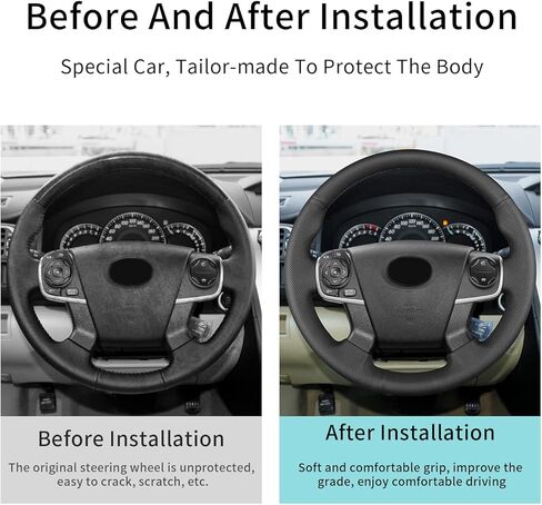 Hand Sewn Steering Wheel Cover,Replacement for Toyota Camry 2012/Camry Hybrid 2012,Non-Slip Breathable Microfiber Leather Steering Wheel Cover Stitch on Wrap DIY Car Interior Accessories in Kuwait