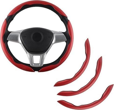 Steering Wheel Cover for Honda CR-Z 2011-2016, Car Truck Segmented Carbon Fiber Pattern Rim Protector Non-Slip Breathable Grip Shell Accessory,Black in Saudi Arabia