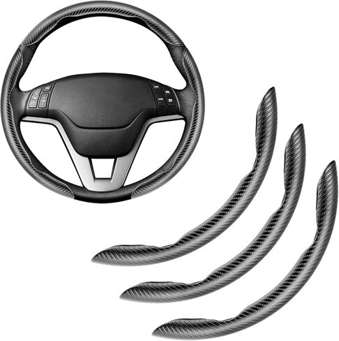 Steering Wheel Cover for Honda CR-Z 2011-2016, Car Truck Segmented Carbon Fiber Pattern Rim Protector Non-Slip Breathable Grip Shell Accessory,Black in Saudi Arabia