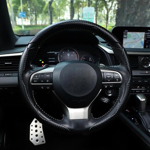 Steering Wheel Cover for Honda CR-Z 2011-2016, Car Truck Segmented Carbon Fiber Pattern Rim Protector Non-Slip Breathable Grip Shell Accessory,Black in Saudi Arabia